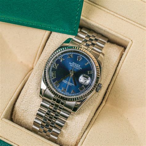 rolex datejust 1997 blue dial gold trim|Rolex Datejust 36 36mm Rare Houndstooth Dial 1997 Full Set.